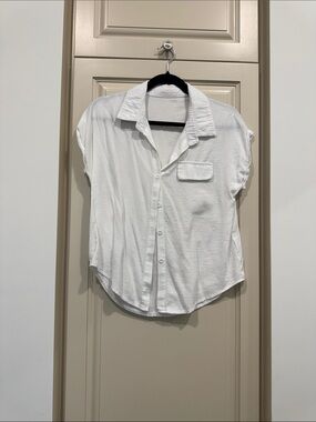 White Short Sleeve Button-Up Shirt